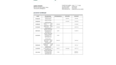 Madagascar Bank of Africa Bank Statement Template