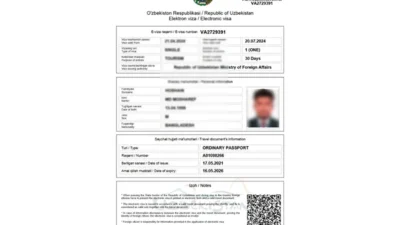 Republic of Uzbekistan E-visa Template in Word AND PDF Format