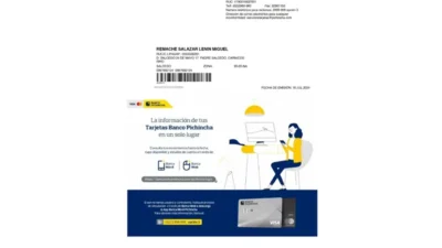 Ecuador Banco Pichincha Visa Credit Card Statement Word And PDF Template