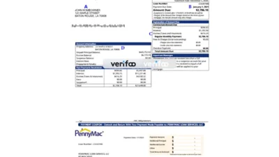 Pennymac mortgage Statement Word And PDF Template