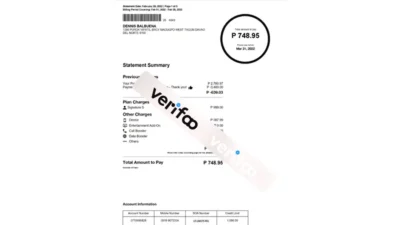 Philippines smart communications Statement Template
