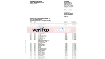 Sweden Danske Bank Account Statement template in Word and PDF format