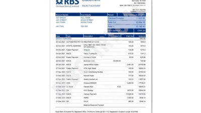 RBS Bank Statement Template
