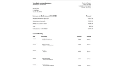 Varo Bank Statement Template