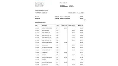 Halifax Bank Statement