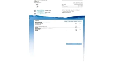 Spain Agbar Water Service Bill Template word And PDF Template