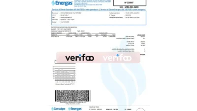 Chile Gasvalpo Natural Gas Bill Template in word and pdf format