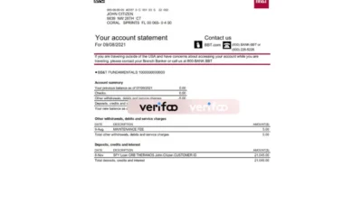 USA North Carolina BBT Corp. Bank Statement Template