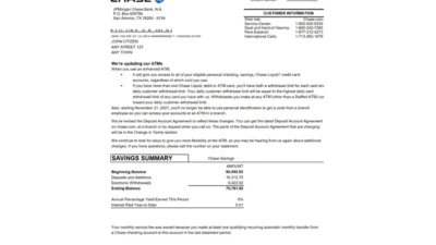 USA JP Morgan Chase Bank Statement Word And PDF Template -V2021