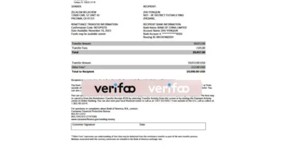 BANK OF America Transfer Receipt Template in Word and PDF format
