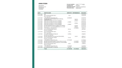 Slovenia Abanka D.D Bank Statement Template