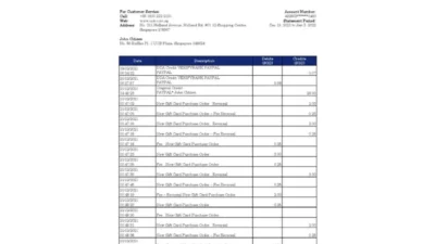 Singapore UOB Bank Statement Excel And PDF Template