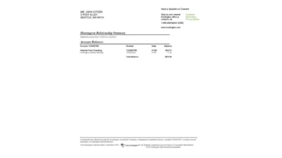 USA Ohio Huntington Bank Statement Template