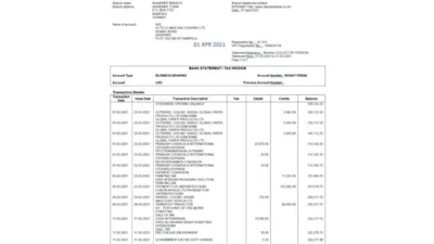 Uganda Stanbic Bank Statement Template