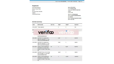 UAE UBL Account Statement Template in word and pdf format
