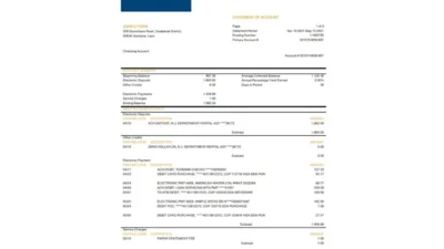Laos LCNB Bank statement template