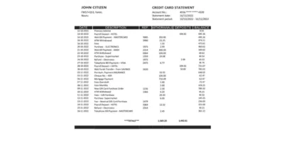 Nauru Eagle bank statement template in Word and PDF format