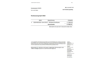 Germany 1822direkt Bank statement Template