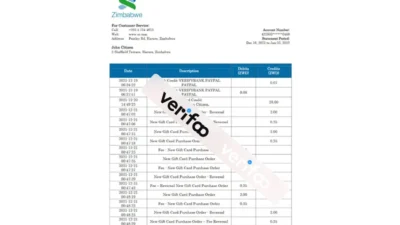 Zimbabwe Standard Chartered bank statement Template