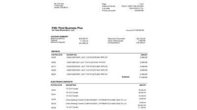 Fifth Third Bank Statement New Template