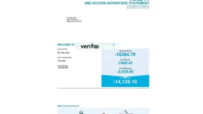 ANZ Bank Statement Template