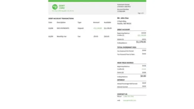 Green Dot Bank Statement