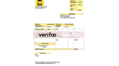 Italy Eni Business Gas Template in word and pdf format