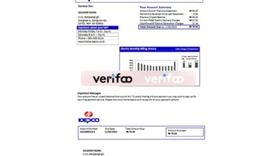 South Korea Korea Electric Power Corporation (KEPCO) Electricity Bill Template in word and pdf format