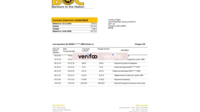 Sri Lanka Bank of Ceylon bank statement template Version 2