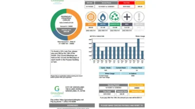 USA City of Groveland Utility Bill Template in word and pdf format