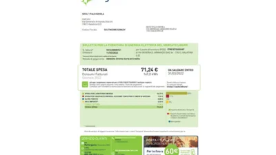 Italy Sorgenia Electricity Bill Template in word and pdf format