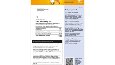 EDF Energy UK Utility Bill Template – 2025 Version