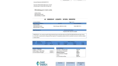 USA Duke Energy North Carolina Word And Pdf Template