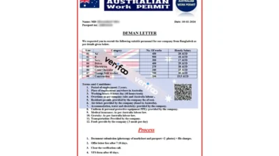 Australia Work Permit Template in Word and PDF Format