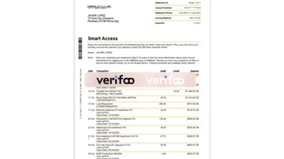 Italy UBI Banca Bank Statement Template in word and pdf format