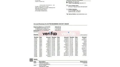 United States Bank of Marin Business Statement Template