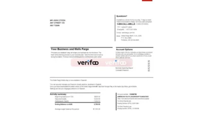 USA Wells Fargo Bank Simple Business Checking Bank Statement Word And PDF Template (4 Pages)
