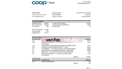 Estonia Coop Pank Bank Statement Excel And PDF Template