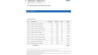 USA PayPal Account Statement Word And PDF Template