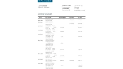 Niger Ecobank Bank Statement Template In Word And PDF Format