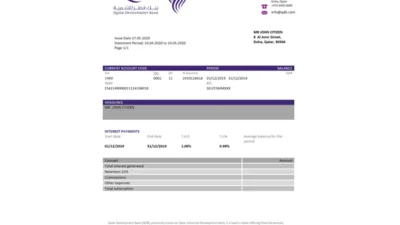 Qatar Development Bank Statement Template