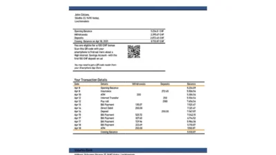 Liechtenstein Valartis Bank Statement Template