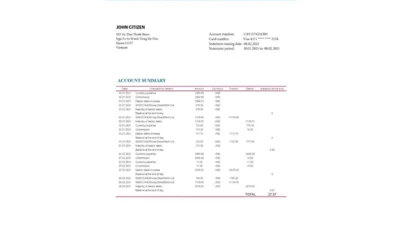 Vietnam Vietinbank Bank Statement Template