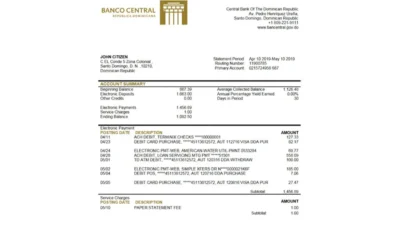Dominican Republic bank statement template