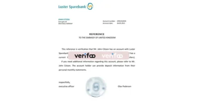 Norway Luster Sparebank Bank Reference Letter Template