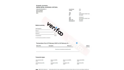 Spain Revolut Business statement template