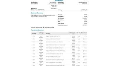 BMO Bank Statement Template