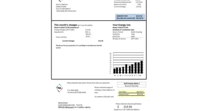 USA Oregon PGE Electricity Utility Bill Word And PDF Template