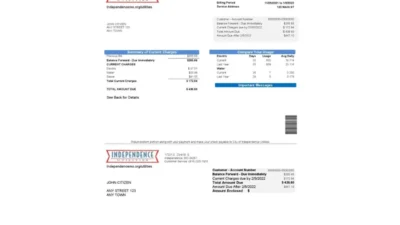 USA Missouri Independence Utilities Utility Bill Word And PDF Template