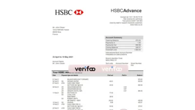 France HSBC Bank Statement Template